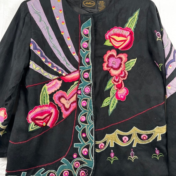 Allure Multi color Embroidered Embellished Jacket women’s size M Party - Picture 9 of 14